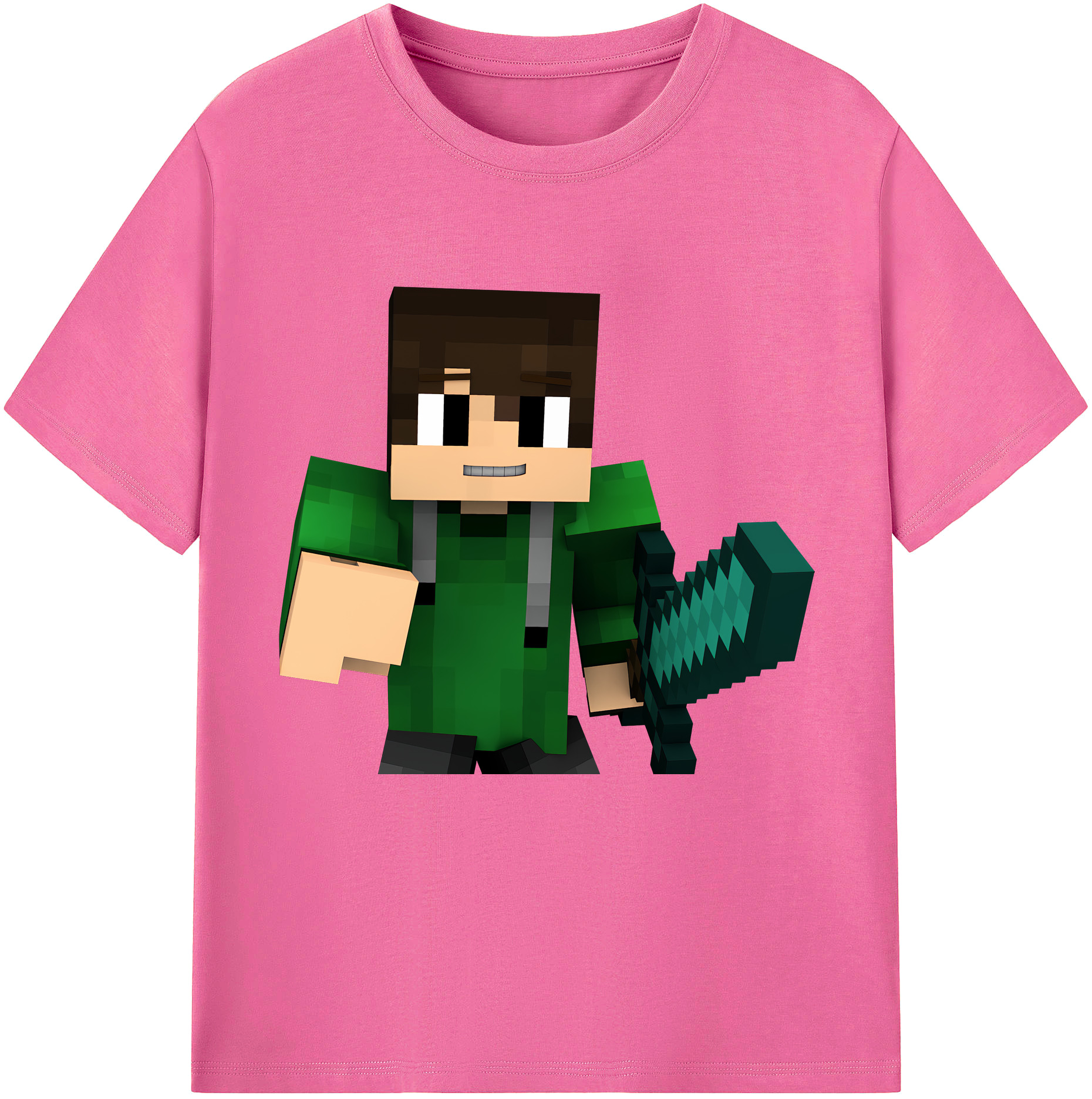 （画像用） マインクラフト ブロックの世界 Minecraft MC Block world レディースカジュアルプリントTシャツ（綿100％）